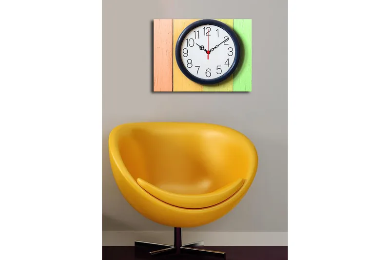 Dekorativt Canvas Maleri med Ur - Flerfarvet - Boligtilbehør - Vægdekoration - Vægure & Ure