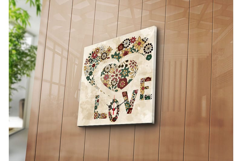 Dekorativt Canvas Maleri med Ur, Flerfarvet