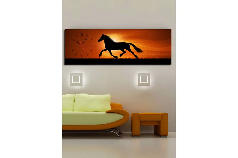 Dekorativt Canvas Maleri med Ur - Flerfarvet - Boligtilbehør - Vægdekoration - Vægure & Ure