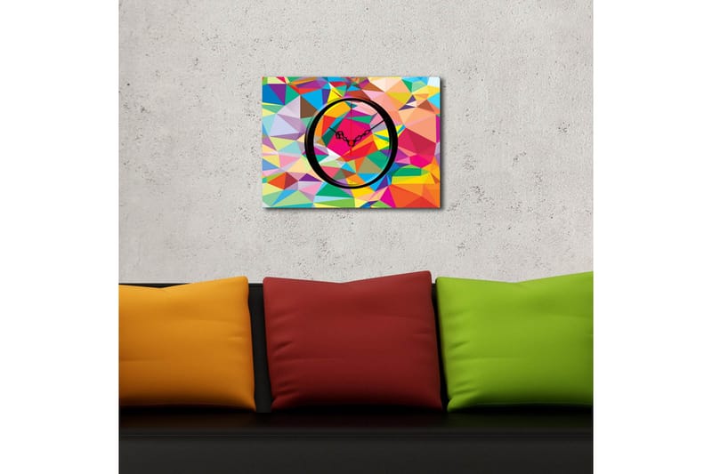 Dekorativt Canvas Maleri med Ur - Flerfarvet - Boligtilbehør - Vægdekoration - Vægure & Ure
