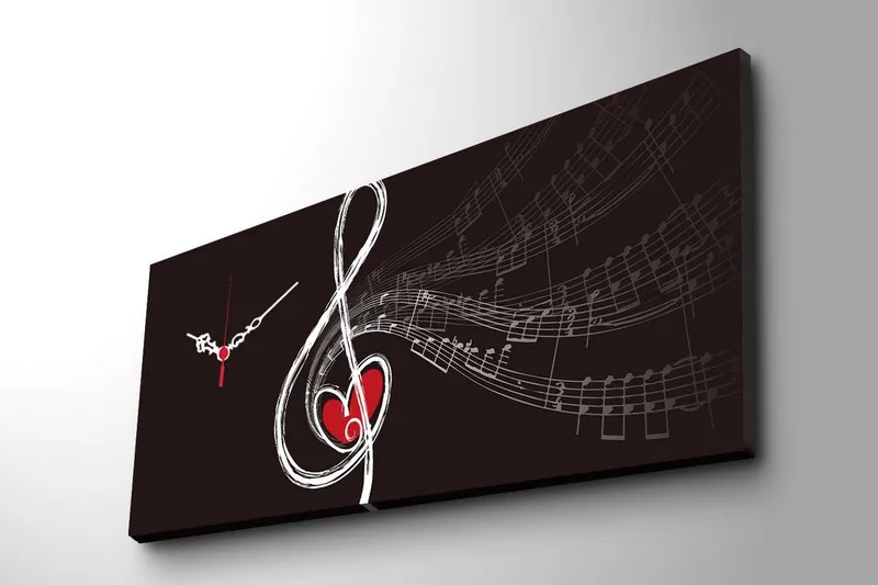 Dekorativt Canvas Maleri med Ur - Flerfarvet - Boligtilbehør - Vægdekoration - Vægure & Ure