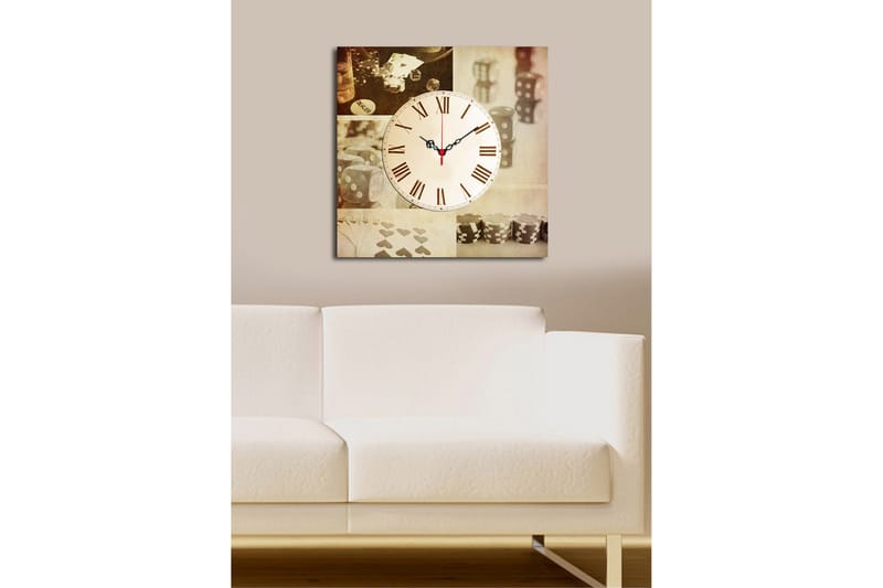 Dekorativt Canvas Maleri med Ur - Flerfarvet - Boligtilbehør - Vægdekoration - Vægure & Ure