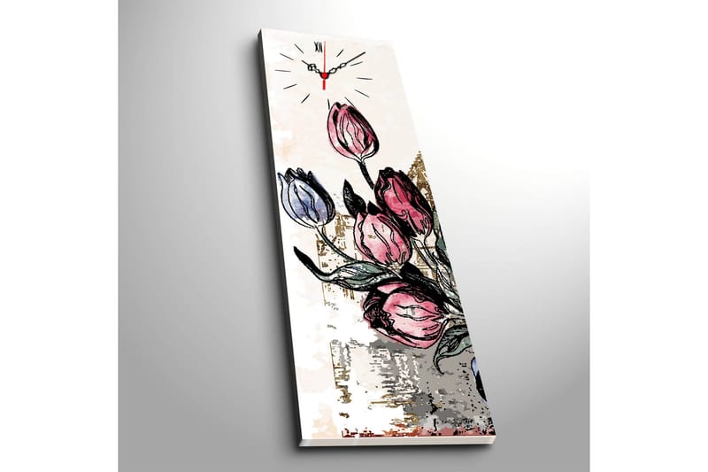 Dekorativt Canvas Maleri med Ur - Flerfarvet - Boligtilbehør - Vægdekoration - Vægure & Ure