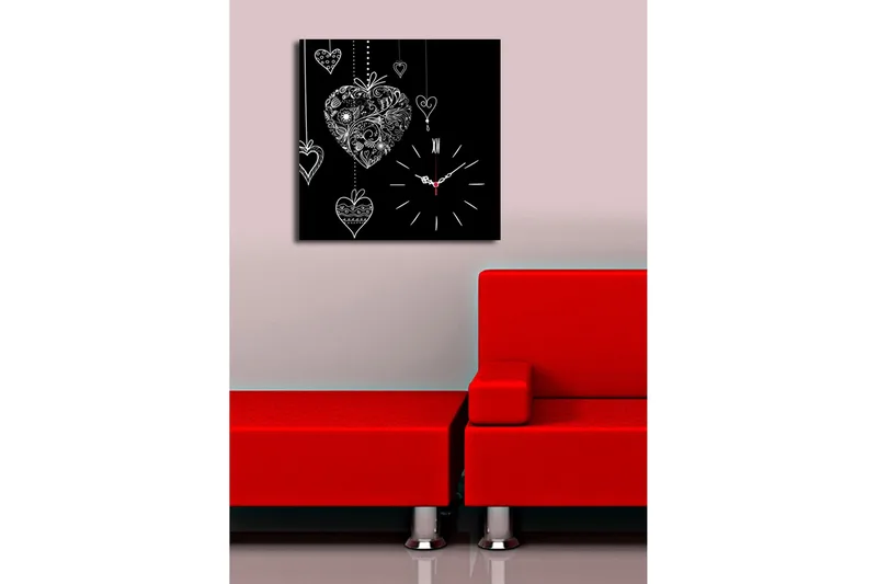 Dekorativt Canvas Maleri med Ur - Flerfarvet - Boligtilbehør - Vægdekoration - Vægure & Ure