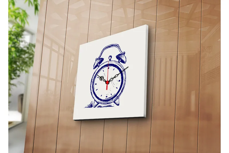 Dekorativt Canvas Maleri med Ur, Flerfarvet