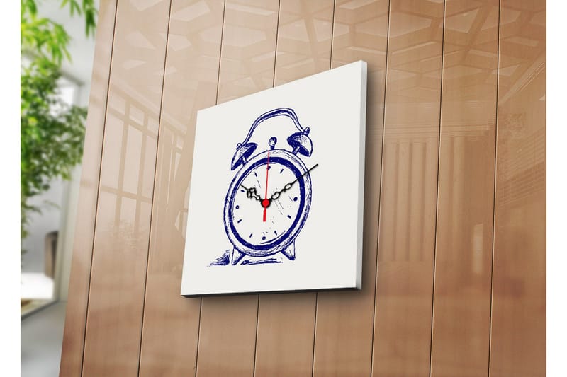 Dekorativt Canvas Maleri med Ur, Flerfarvet