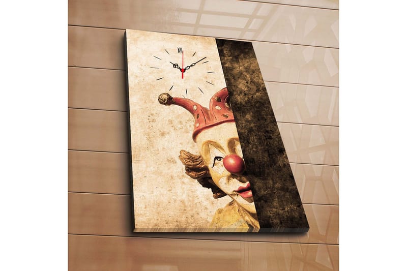 Dekorativt Canvas Maleri med Ur, Flerfarvet