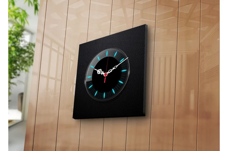 Dekorativt Canvas Maleri med Ur, Flerfarvet