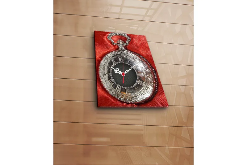 Dekorativt Canvas Maleri med Ur, Flerfarvet