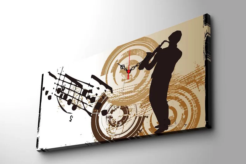 Dekorativt Canvas Maleri med Ur - Flerfarvet - Boligtilbehør - Vægdekoration - Vægure & Ure