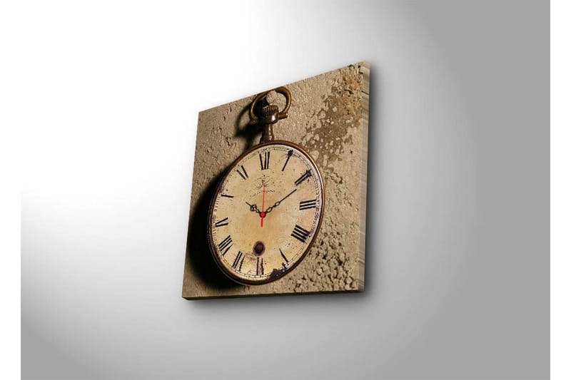Dekorativt Canvas Maleri med Ur - Flerfarvet - Boligtilbehør - Vægdekoration - Vægure & Ure