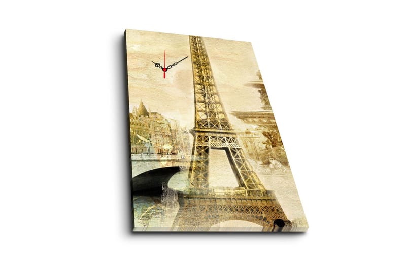 Dekorativt Canvas Maleri med Ur - Flerfarvet - Boligtilbehør - Vægdekoration - Vægure & Ure