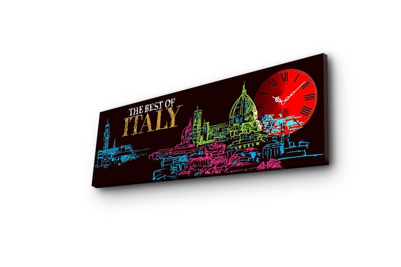 Dekorativt Canvas Maleri med Ur - Flerfarvet - Boligtilbehør - Vægdekoration - Vægure & Ure