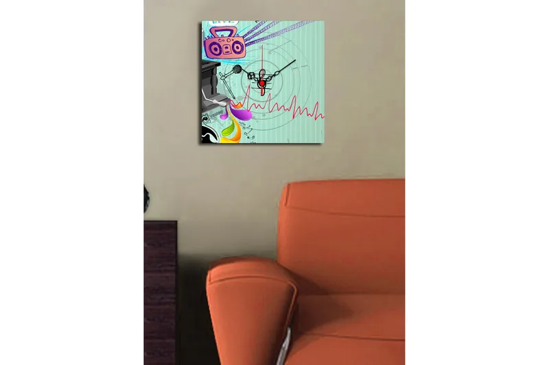 Dekorativt Canvas Maleri med Ur - Flerfarvet - Boligtilbehør - Vægdekoration - Vægure & Ure