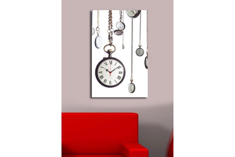 Dekorativt Canvas Maleri med Ur - Flerfarvet - Boligtilbehør - Vægdekoration - Vægure & Ure
