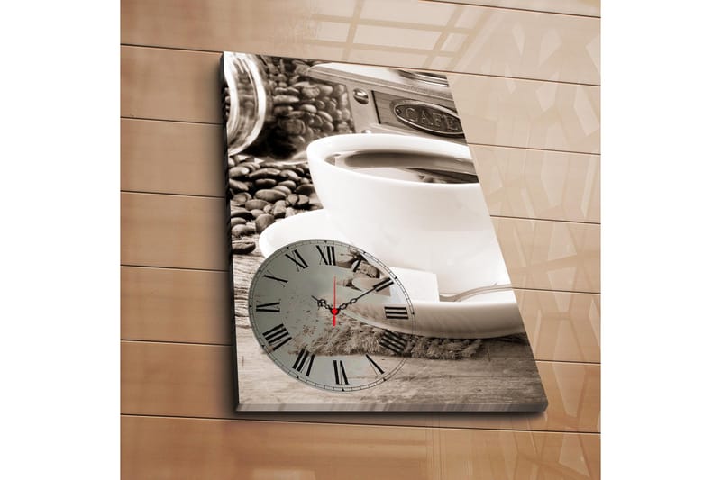 Dekorativt Canvas Maleri med Ur, Flerfarvet