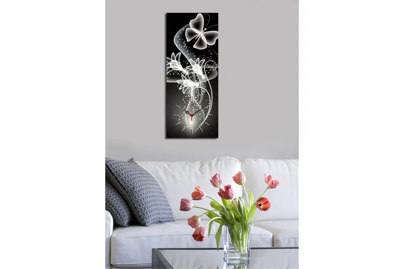 Dekorativt Canvas Maleri med Ur - Flerfarvet - Boligtilbehør - Vægdekoration - Vægure & Ure