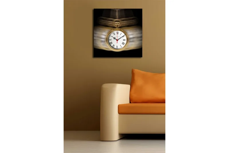 Dekorativt Canvas Maleri med Ur - Flerfarvet - Boligtilbehør - Vægdekoration - Vægure & Ure