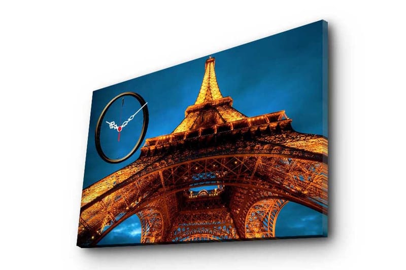 Dekorativt Canvas Maleri med Ur, Flerfarvet