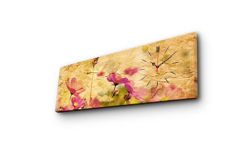 Dekorativt Canvas Maleri med Ur - Flerfarvet - Boligtilbehør - Vægdekoration - Vægure & Ure