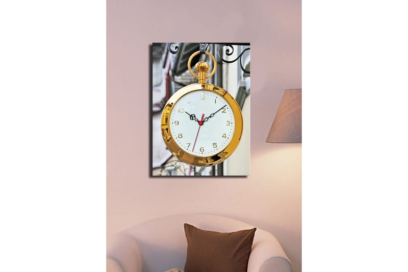 Dekorativt Canvas Maleri med Ur - Flerfarvet - Boligtilbehør - Vægdekoration - Vægure & Ure