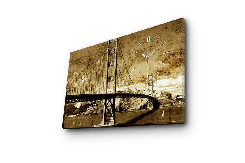 Dekorativt Canvas Maleri med Ur - Flerfarvet - Boligtilbehør - Vægdekoration - Vægure & Ure