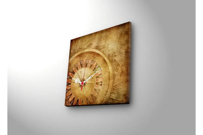 Dekorativt Canvas Maleri med Ur - Flerfarvet - Boligtilbehør - Vægdekoration - Vægure & Ure