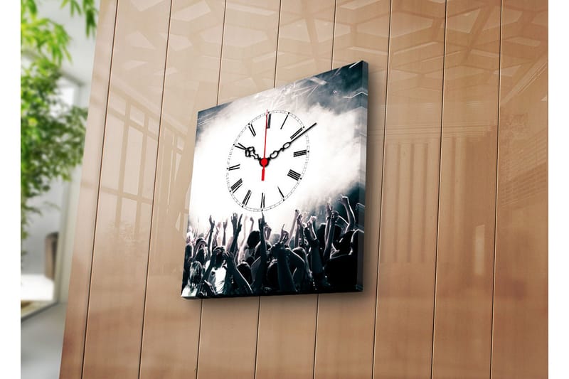 Dekorativt Canvas Maleri med Ur, Flerfarvet