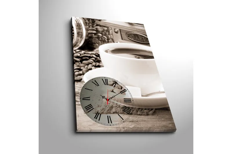 Dekorativt Canvas Maleri med Ur - Flerfarvet - Boligtilbehør - Vægdekoration - Vægure & Ure