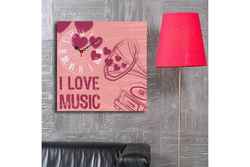 Dekorativt Canvas Maleri med Ur - Flerfarvet - Boligtilbehør - Vægdekoration - Vægure & Ure