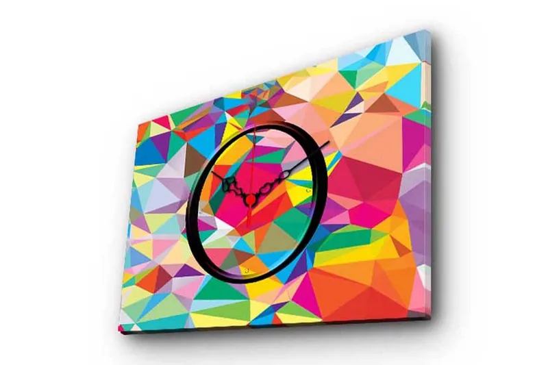 Dekorativt Canvas Maleri med Ur, Flerfarvet
