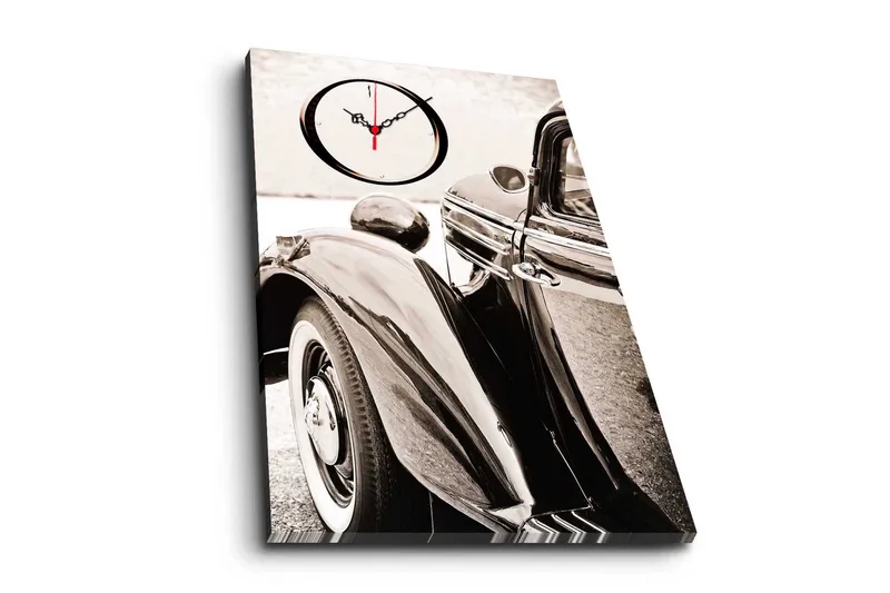 Dekorativt Canvas Maleri med Ur, Flerfarvet