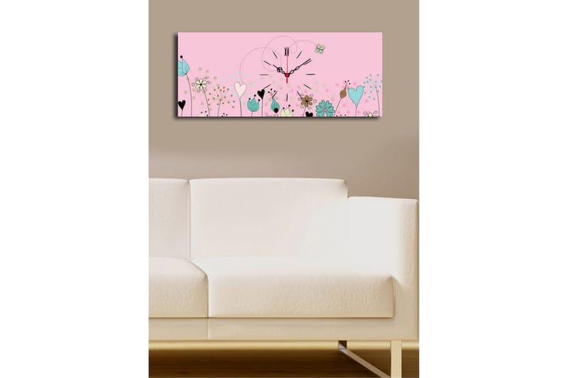 Dekorativt Canvas Maleri med Ur - Flerfarvet - Boligtilbehør - Vægdekoration - Vægure & Ure