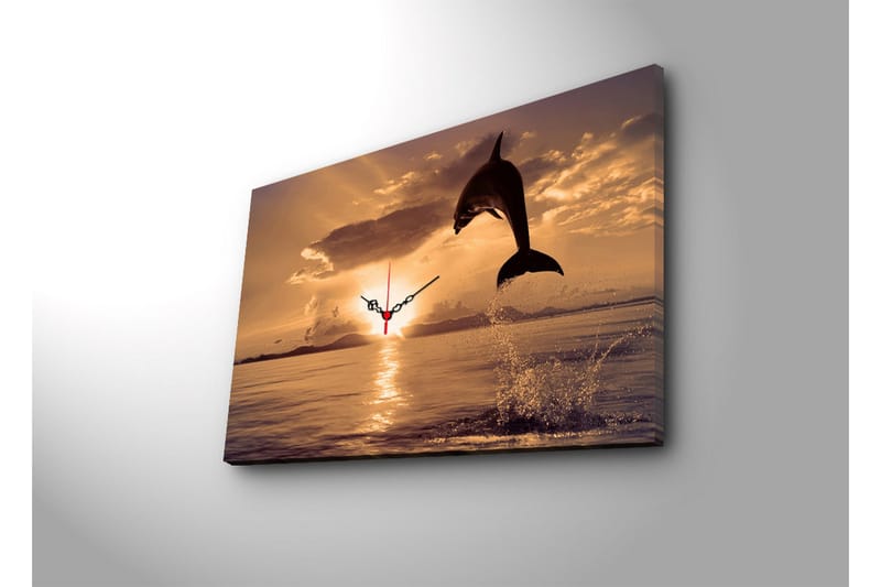 Dekorativt Canvas Maleri med Ur - Flerfarvet - Boligtilbehør - Vægdekoration - Vægure & Ure