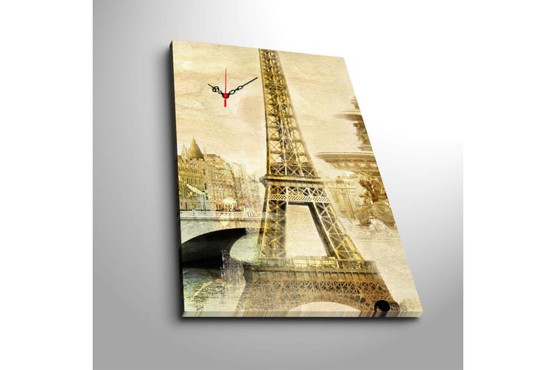 Dekorativt Canvas Maleri med Ur - Flerfarvet - Boligtilbehør - Vægdekoration - Vægure & Ure