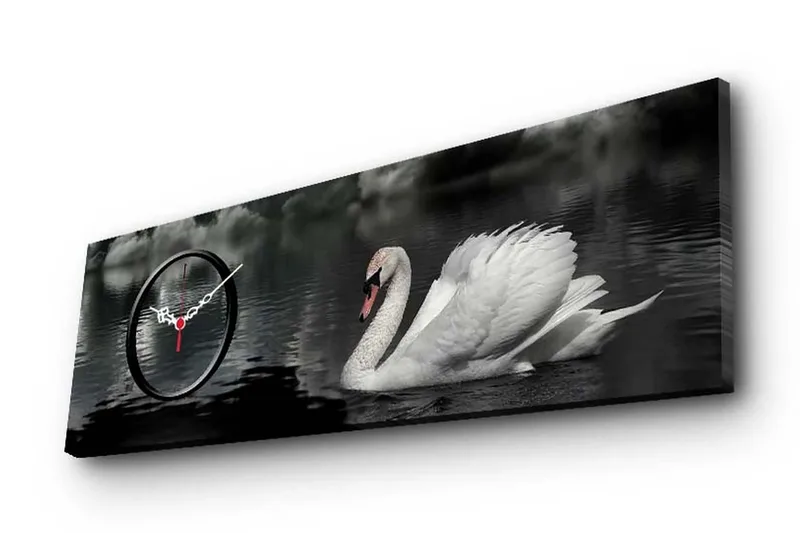 Dekorativt Canvas Maleri med Ur, Flerfarvet