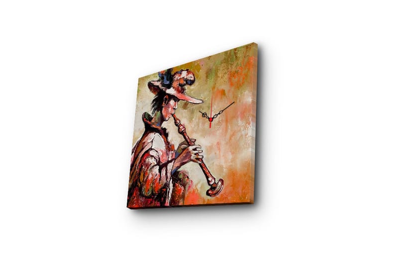 Dekorativt Canvas Maleri med Ur - Flerfarvet - Boligtilbehør - Vægdekoration - Vægure & Ure