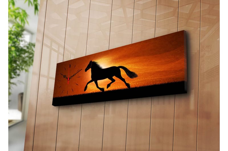 Dekorativt Canvas Maleri med Ur, Flerfarvet