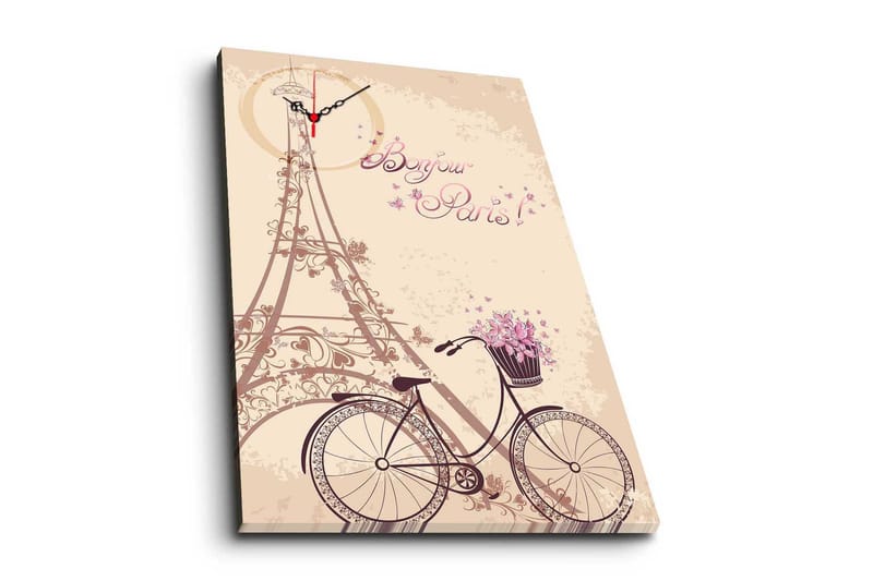 Dekorativt Canvas Maleri med Ur, Flerfarvet