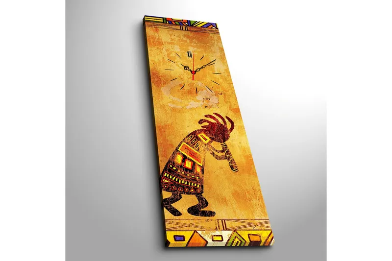 Dekorativt Canvas Maleri med Ur - Flerfarvet - Boligtilbehør - Vægdekoration - Vægure & Ure