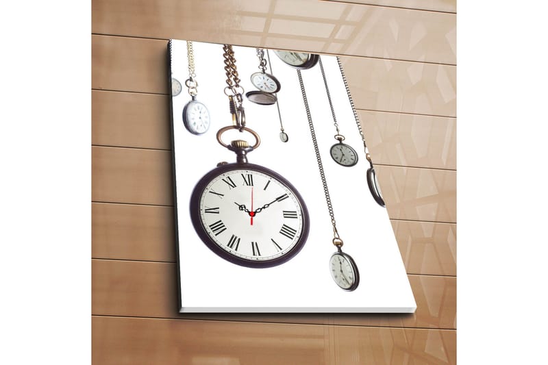 Dekorativt Canvas Maleri med Ur, Flerfarvet