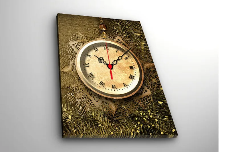 Dekorativt Canvas Maleri med Ur - Flerfarvet - Boligtilbehør - Vægdekoration - Vægure & Ure