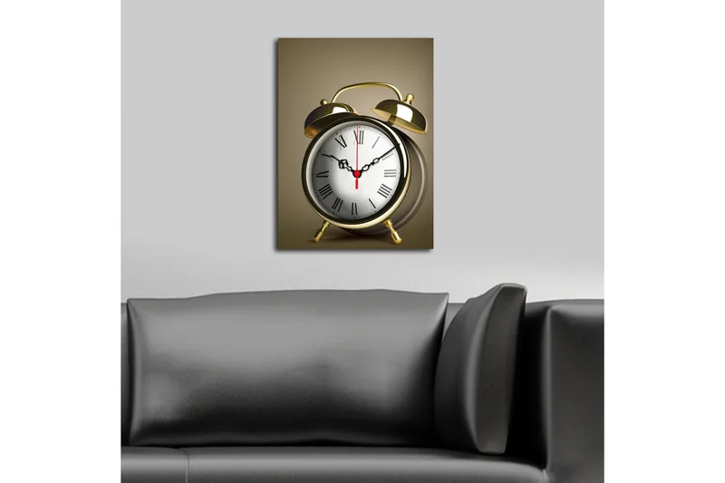 Dekorativt Canvas Maleri med Ur - Flerfarvet - Boligtilbehør - Vægdekoration - Vægure & Ure