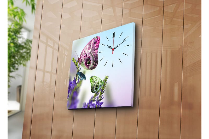 Dekorativt Canvas Maleri med Ur - Flerfarvet - Boligtilbehør - Vægdekoration - Vægure & Ure