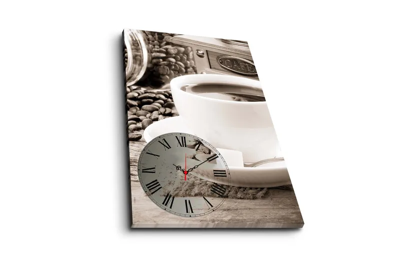 Dekorativt Canvas Maleri med Ur - Flerfarvet - Boligtilbehør - Vægdekoration - Vægure & Ure