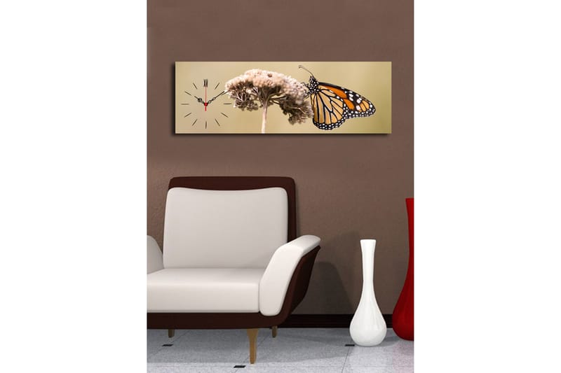 Dekorativt Canvas Maleri med Ur - Flerfarvet - Boligtilbehør - Vægdekoration - Vægure & Ure