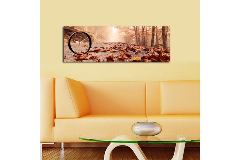 Dekorativt Canvas Maleri med Ur - Flerfarvet - Boligtilbehør - Vægdekoration - Vægure & Ure