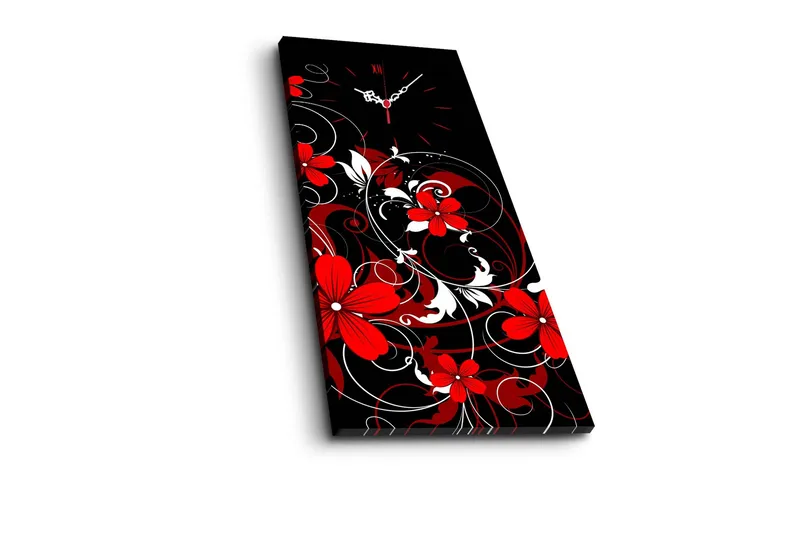 Dekorativt Canvas Maleri med Ur - Flerfarvet - Boligtilbehør - Vægdekoration - Vægure & Ure