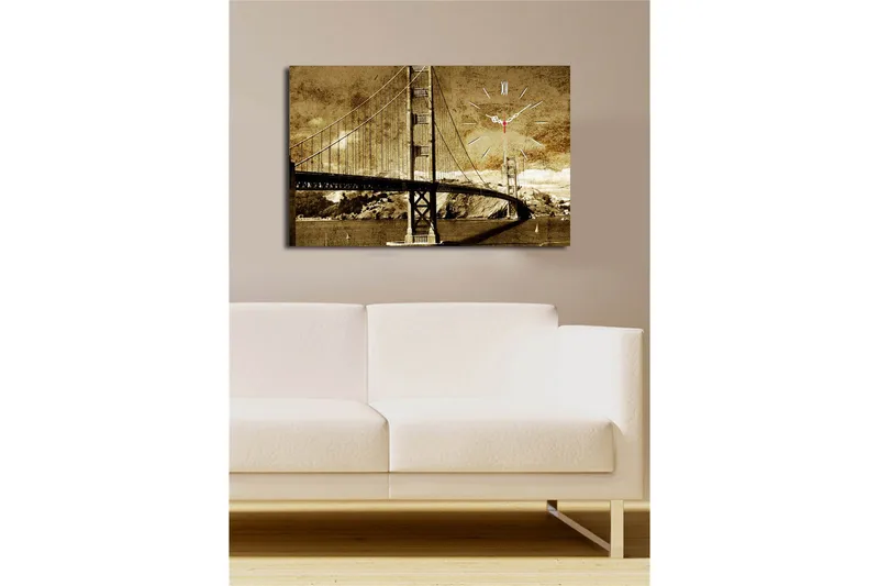 Dekorativt Canvas Maleri med Ur - Flerfarvet - Boligtilbehør - Vægdekoration - Vægure & Ure