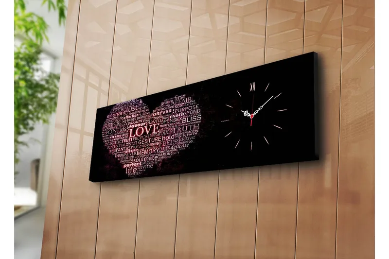 Dekorativt Canvas Maleri med Ur - Flerfarvet - Boligtilbehør - Vægdekoration - Vægure & Ure